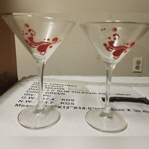 Elegant Red Swirl Martini Glasses